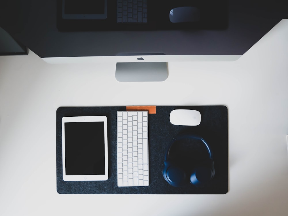 black and white tablet computer keyboard