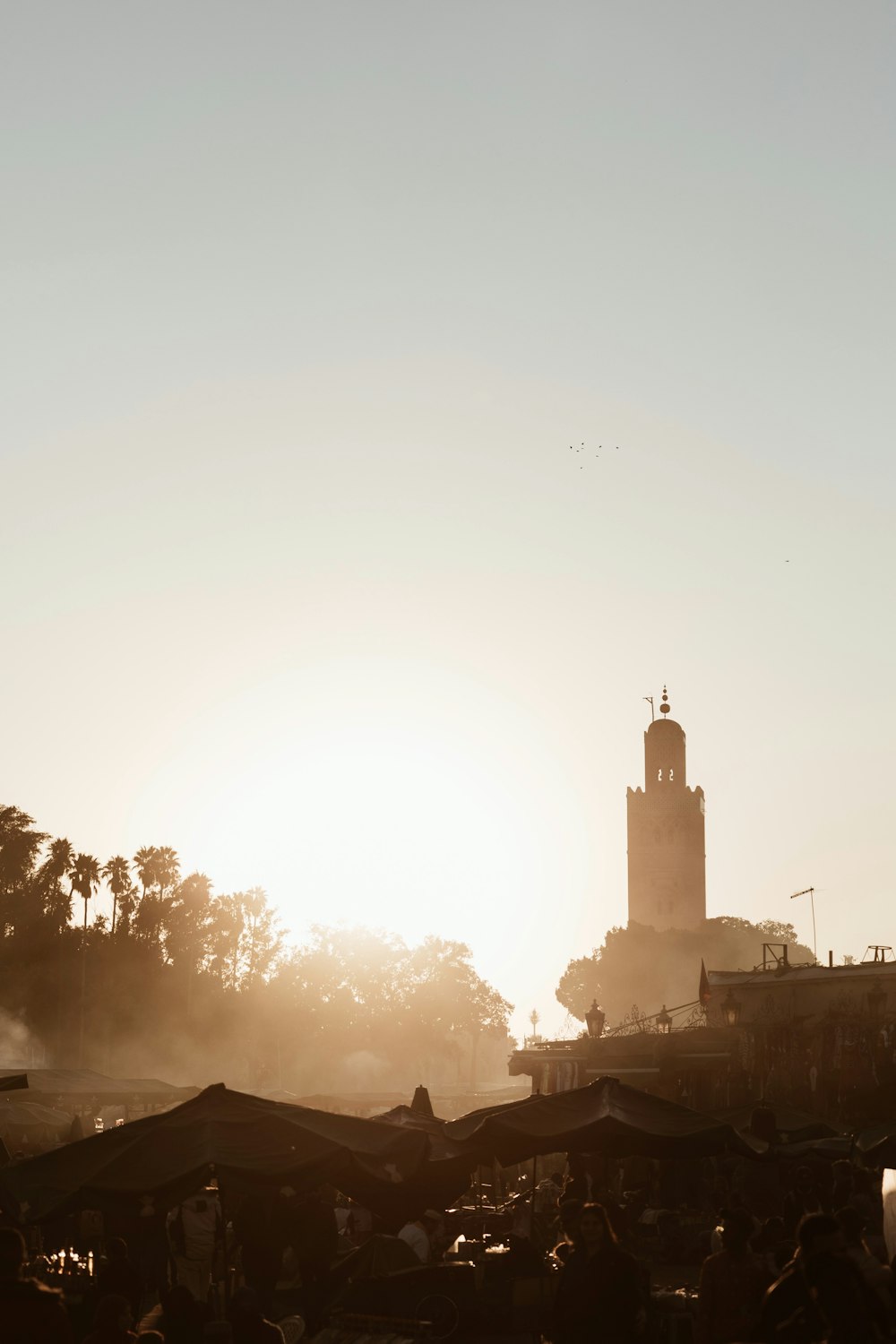 silhouette of building during sunset