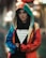 woman in orange and white hoodie