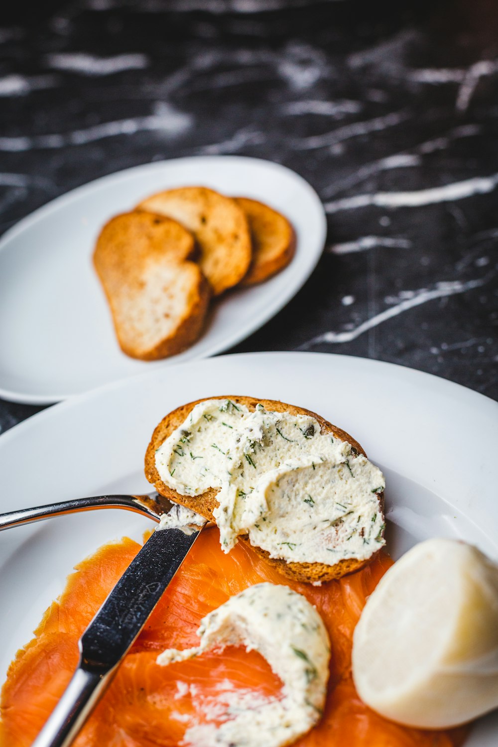 bread on white ceramic plate