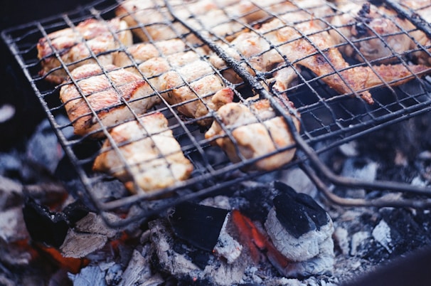 grilled meat on charcoal grill