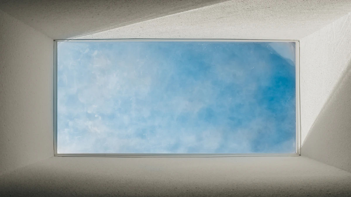 Looking up through a home skylight window