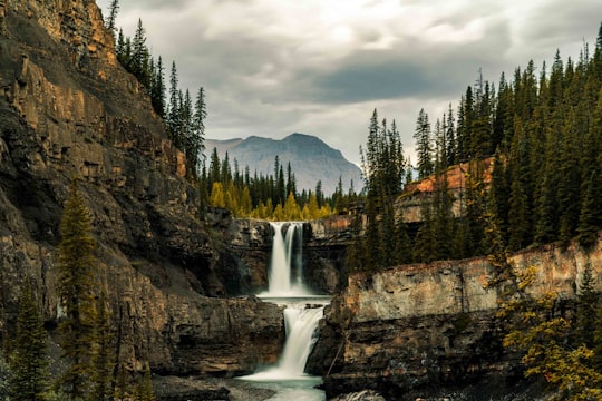 waterfalls in the middle of the forest in Crescent Falls Canada