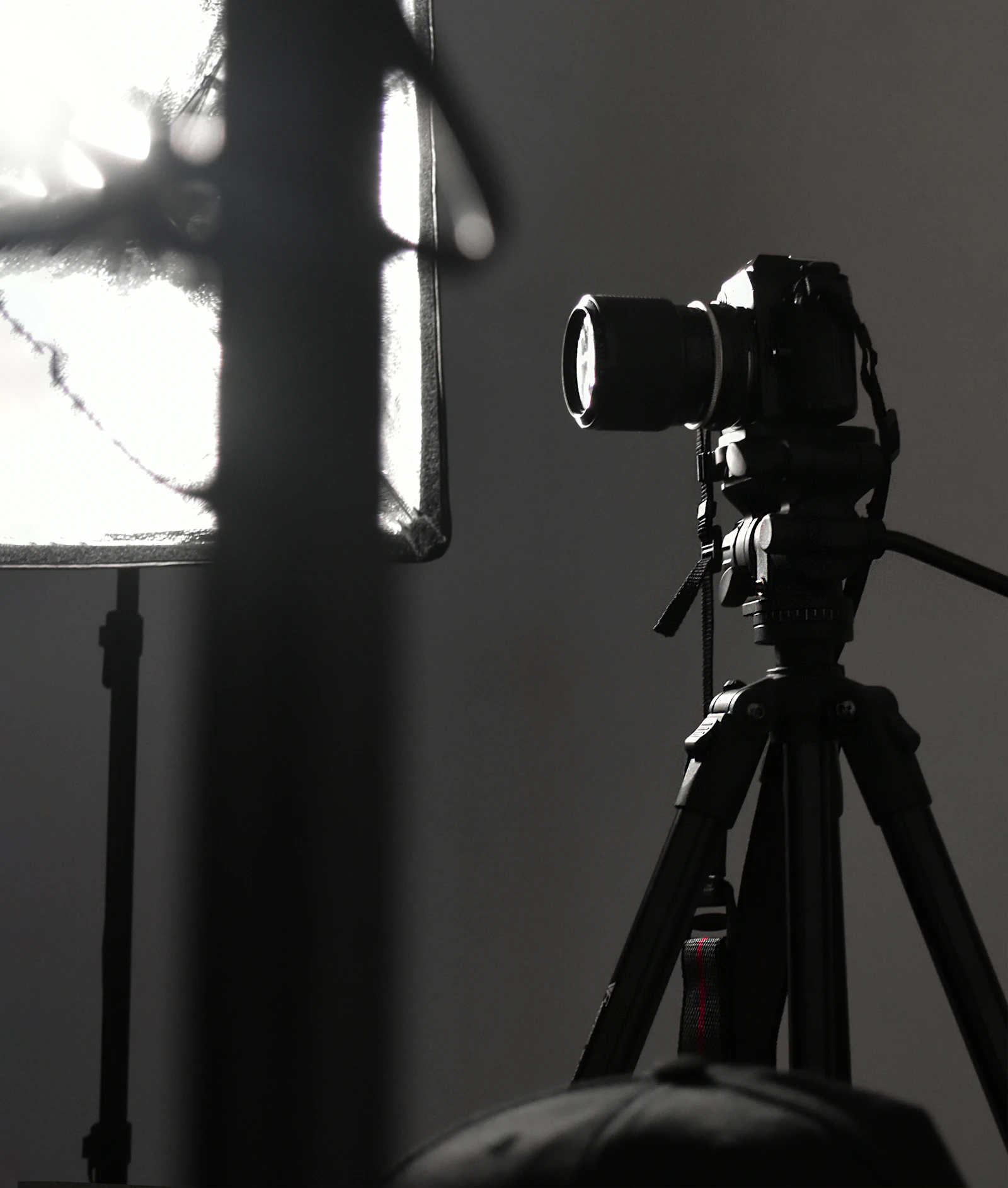 Camera mounted on a tripod