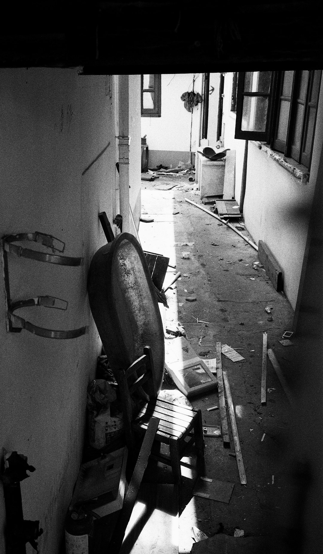 black and white photo of a room