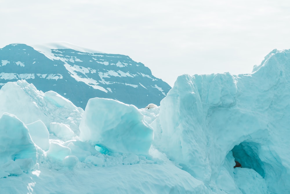 Montaña cubierta de hielo durante el día