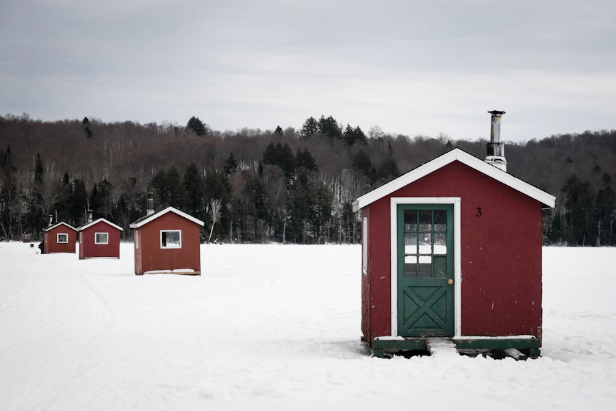 Wooden cabin in the snow