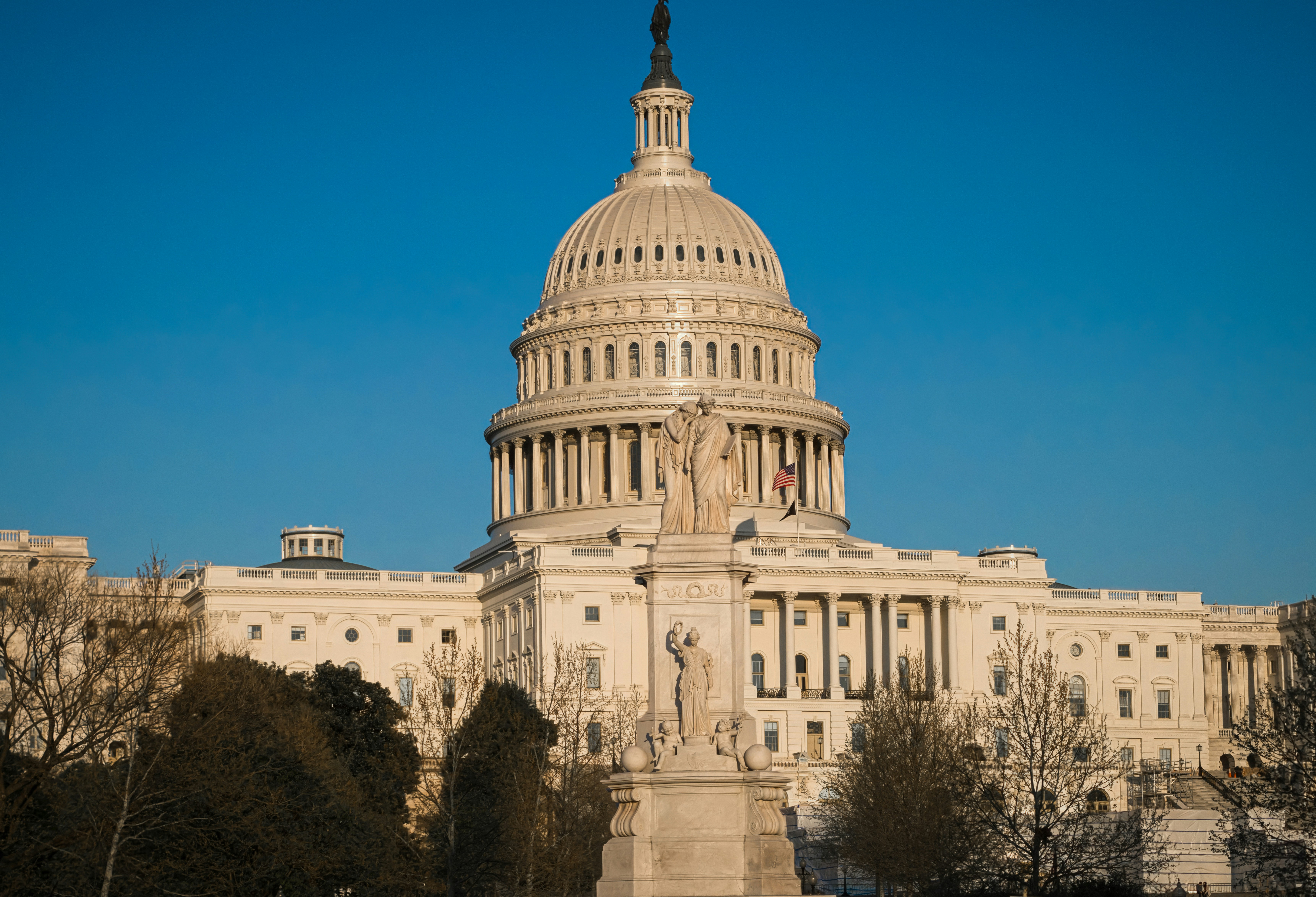 United States Capital Building in Washington DC is mostly empty during the Coronavirus pandemic.