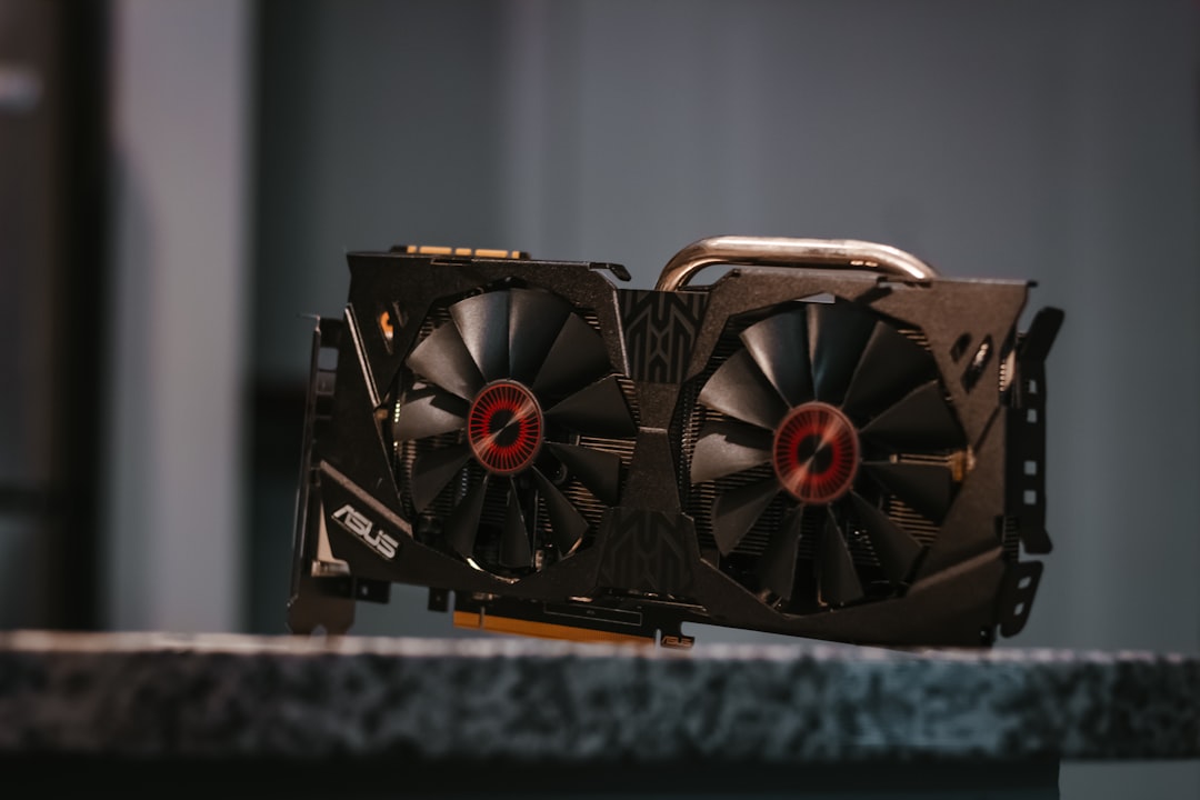 black and silver wheel on white table, Graphics Card