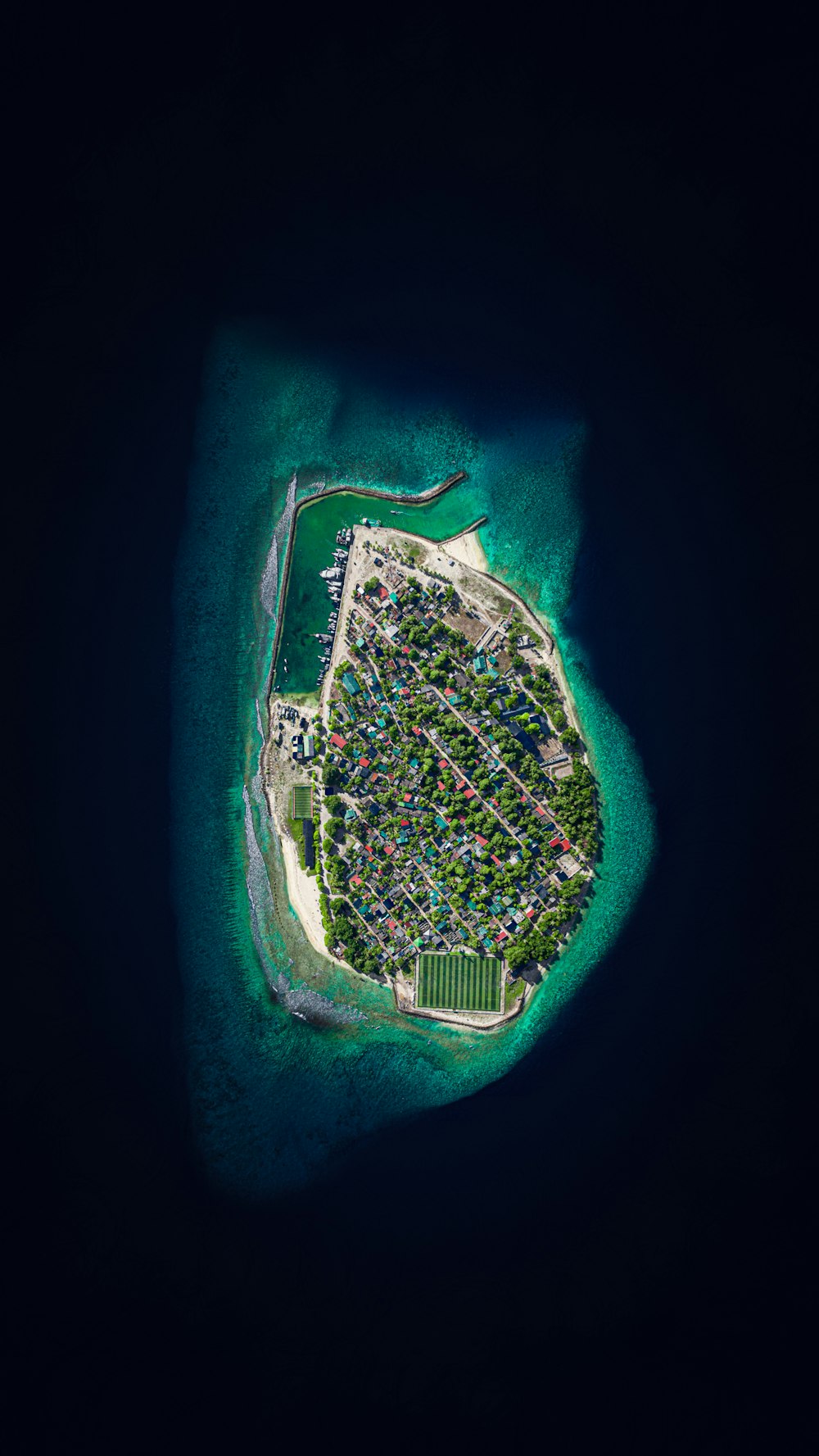 Vue aérienne de l’île verte