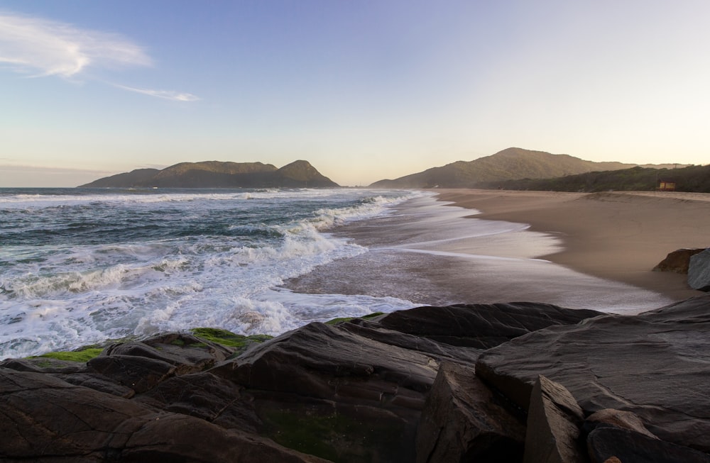 ocean waves crashing on shore during daytime