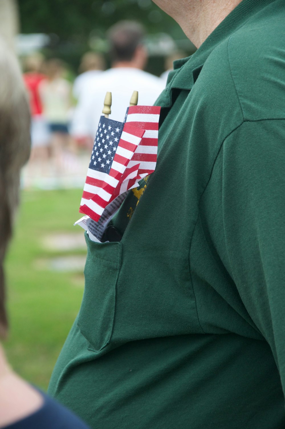 us a flag on green textile