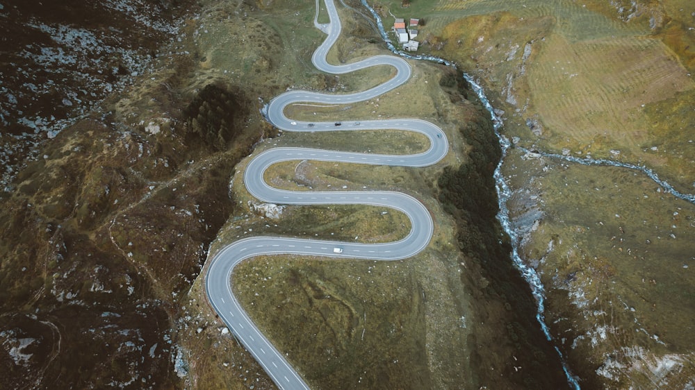 aerial view of road during daytime