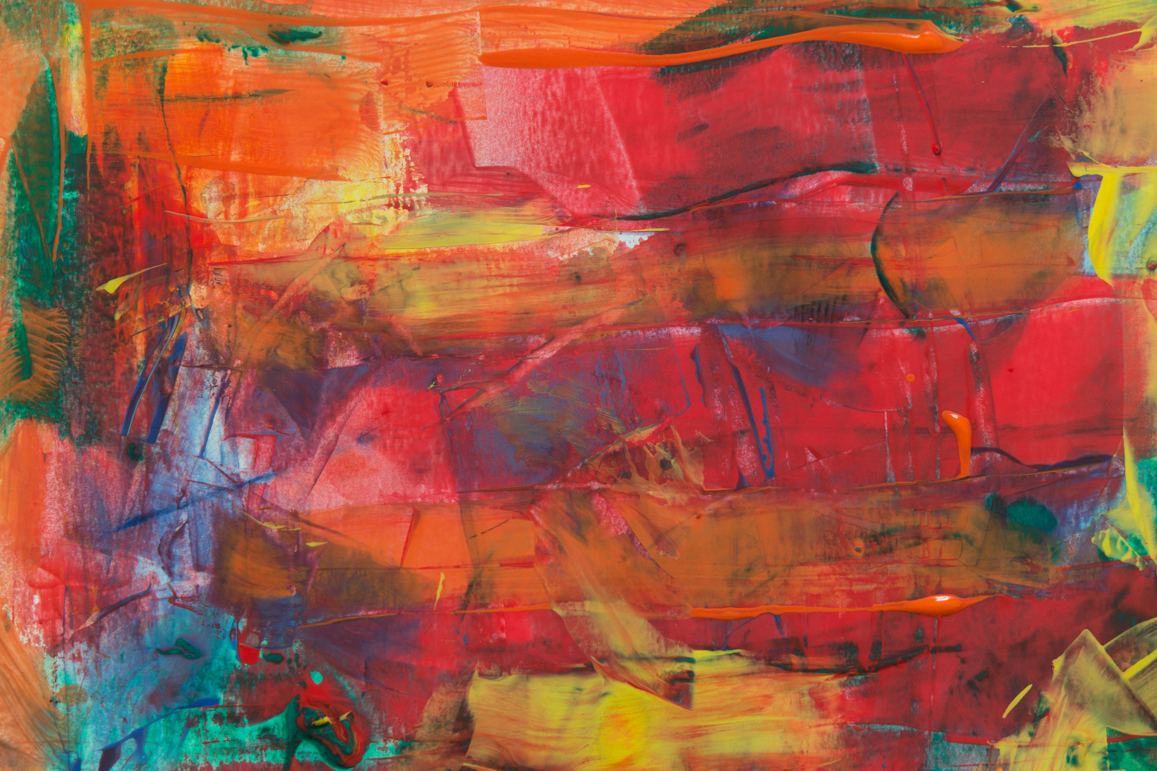 オレンジと緑の抽象画の写真 – Unsplashの壁紙の無料画像