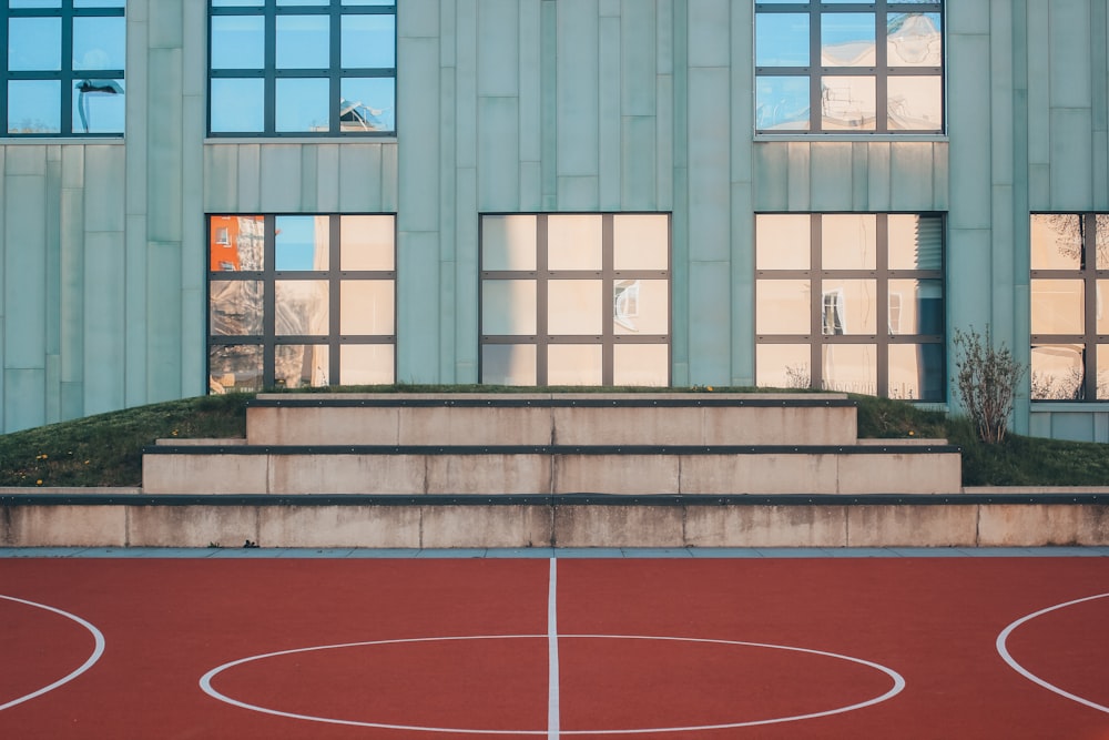 red and white basketball court