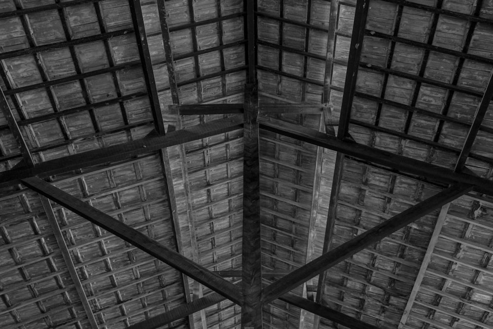 brown wooden ceiling with white ceiling