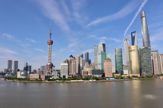 city skyline under blue sky during daytime in Pudong Skyline China