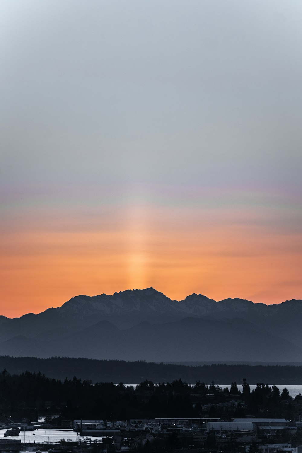 silhouette of mountains during sunset