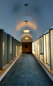 white ceiling lamp turned on in hallway
