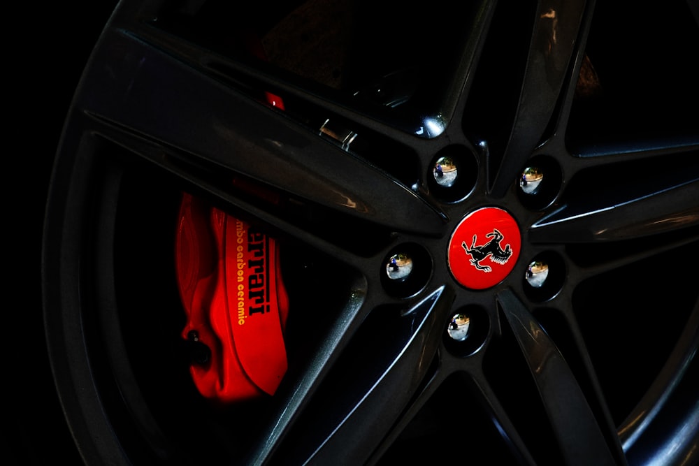 black and red bmw wheel
