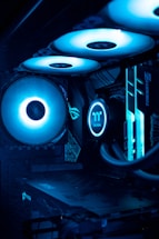 black and blue audio mixer