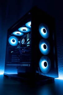 Gaming Desktop with RGB lights in the dark