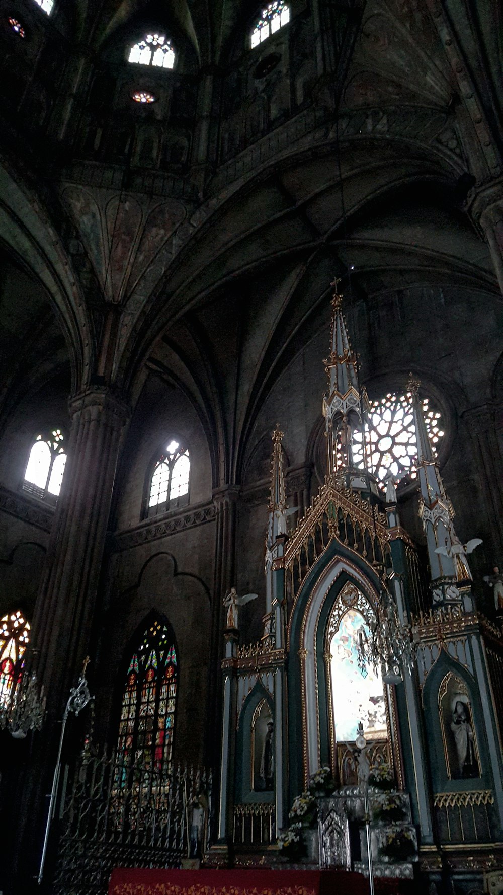 low angle photography of cathedral interior