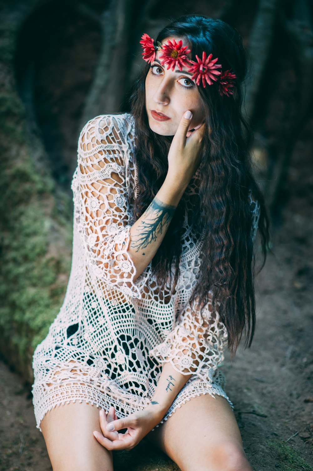 woman in white and black long sleeve dress