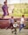 A young child dressed in formal attire is running playfully along an outdoor artwork featuring life-sized images of children running in the background. The mural depicts a lively and natural setting with trees and greenery.