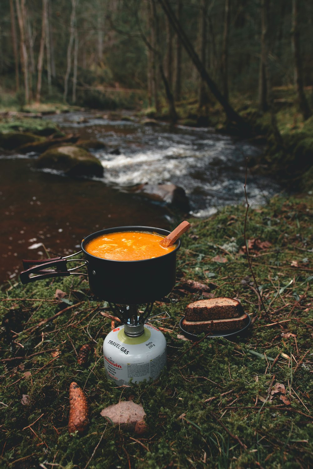 white and black kettle on fire