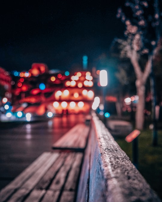 bokeh photography of a road during night time in Yerevan Armenia