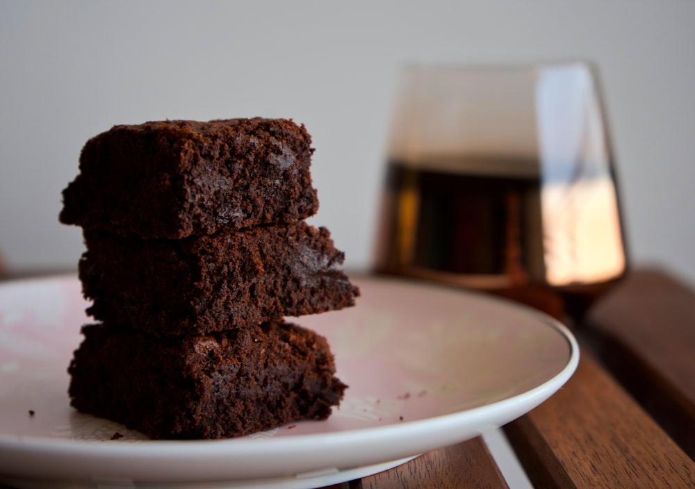 chocolate cake on white ceramic plate