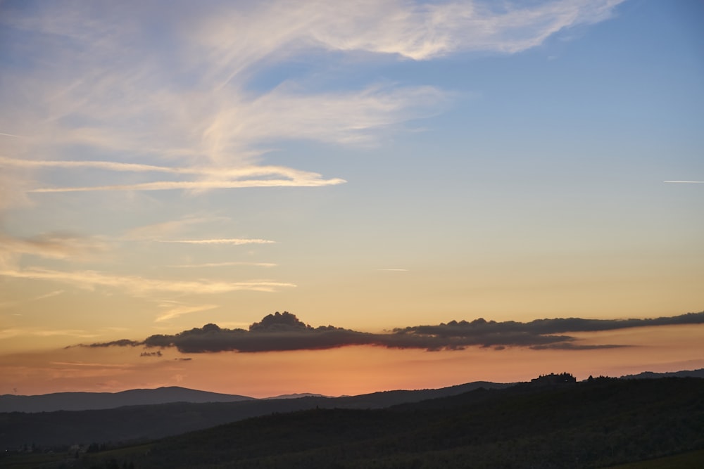 silhouette of mountains during sunset