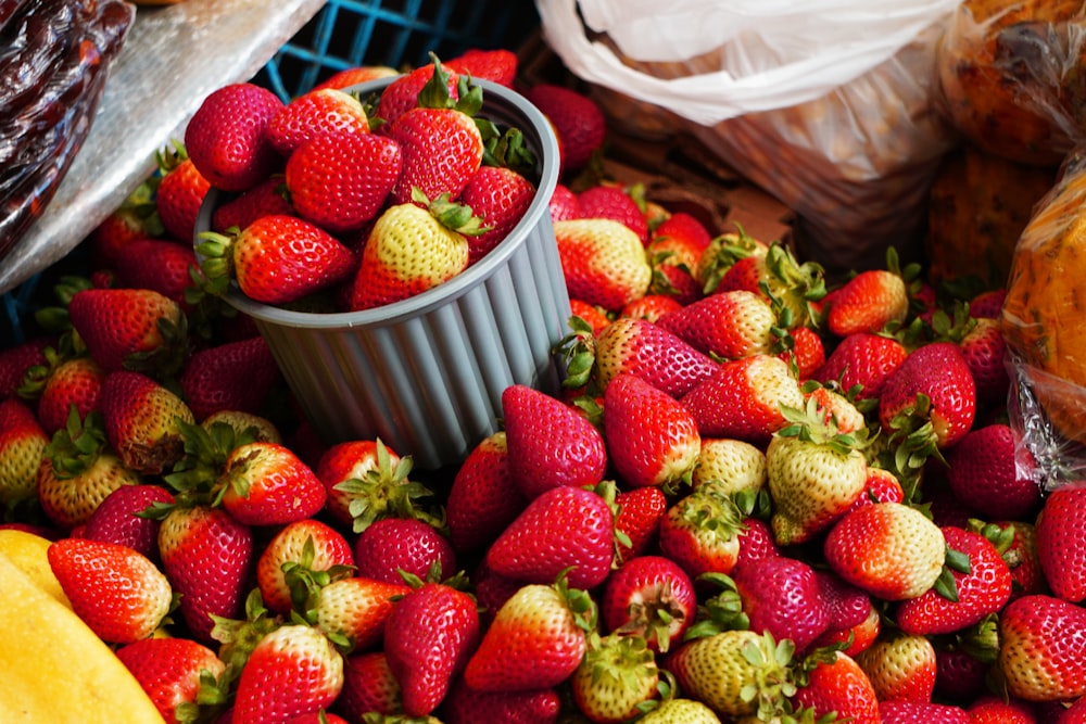 strawberries in brown woven basket