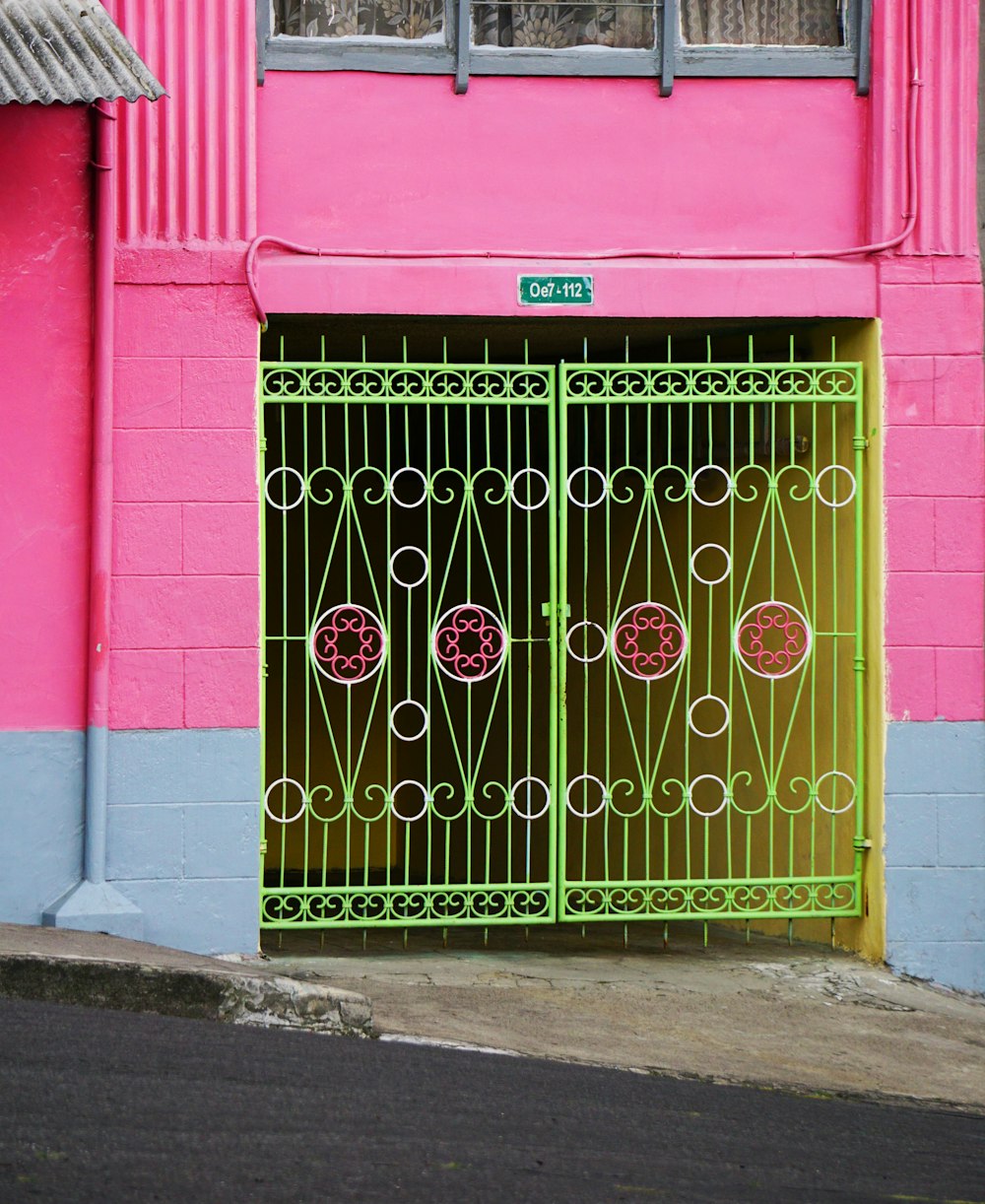 green and red wooden door