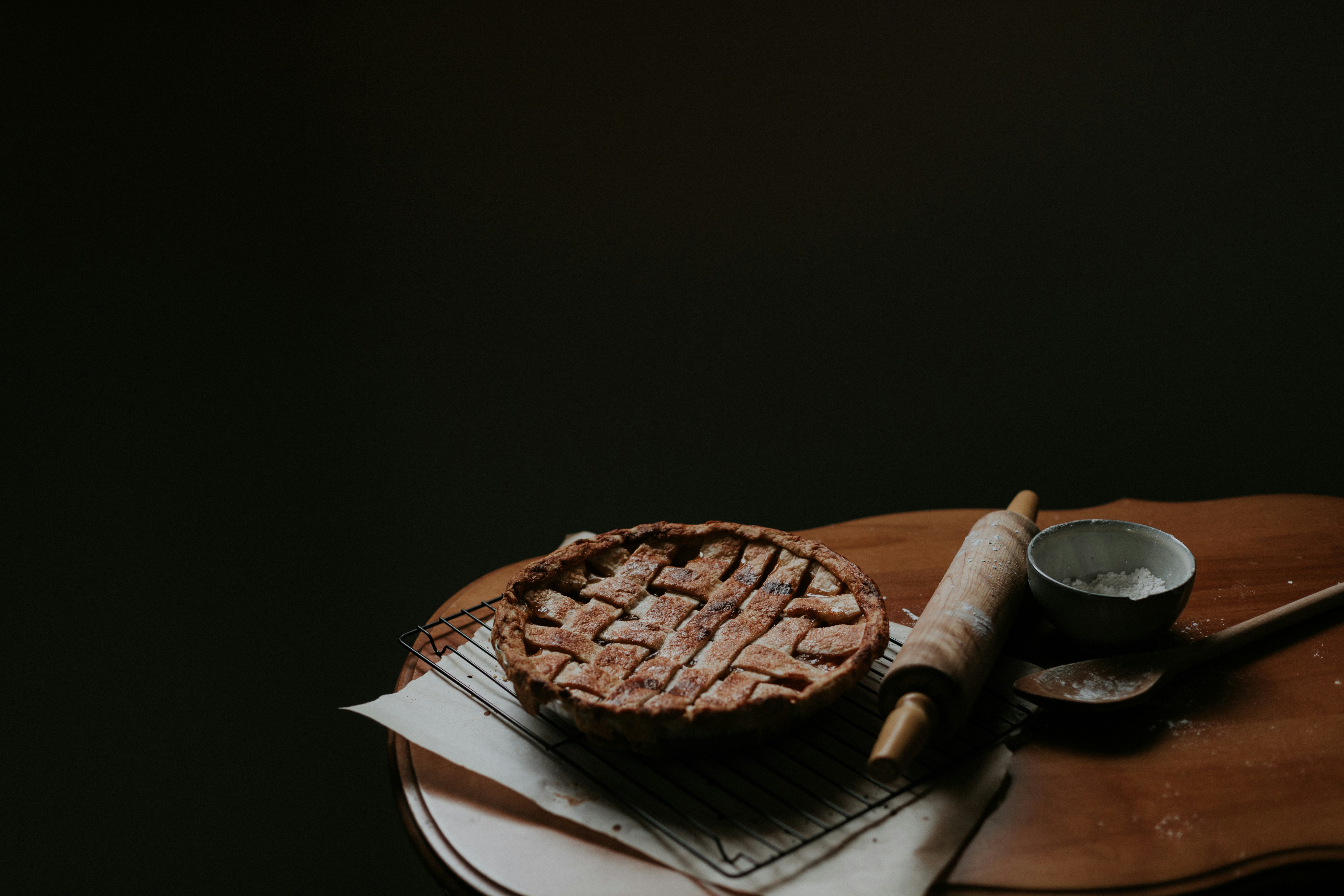Brown pastry on white ceramic plate