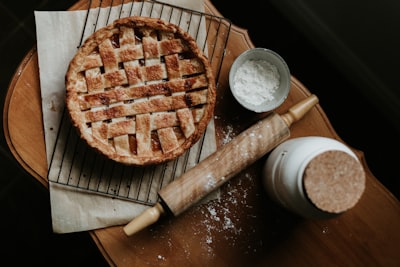 brown pie on brown wooden table bake google meet background