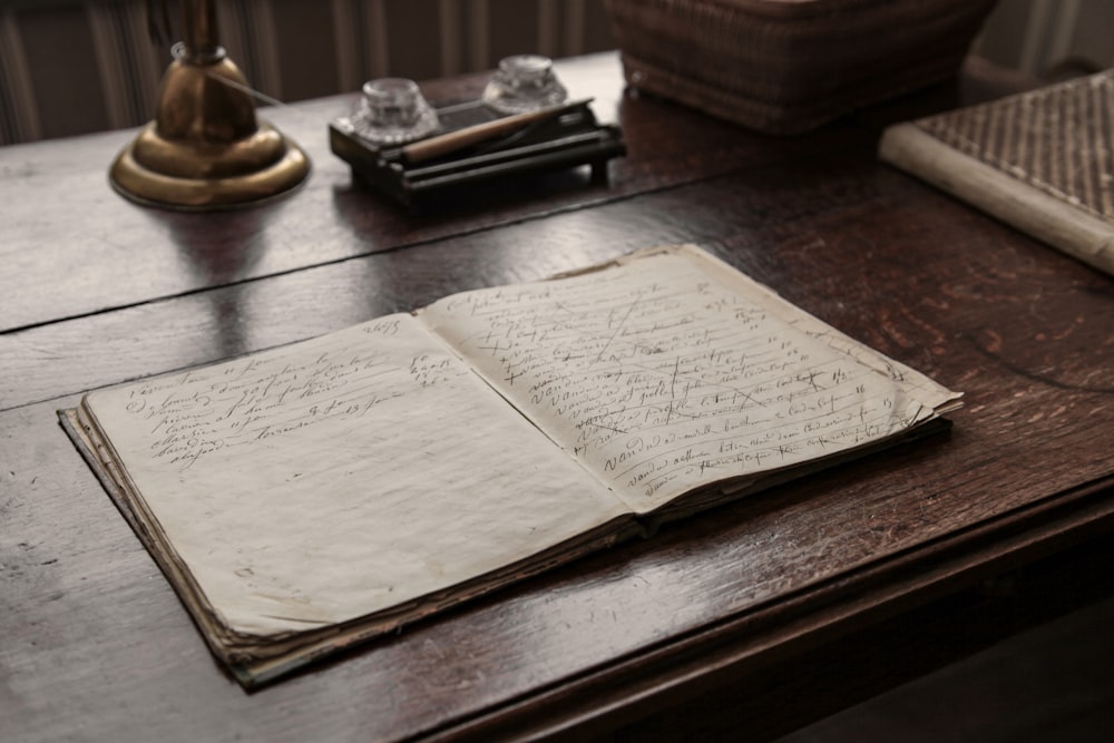 white book page on brown wooden table