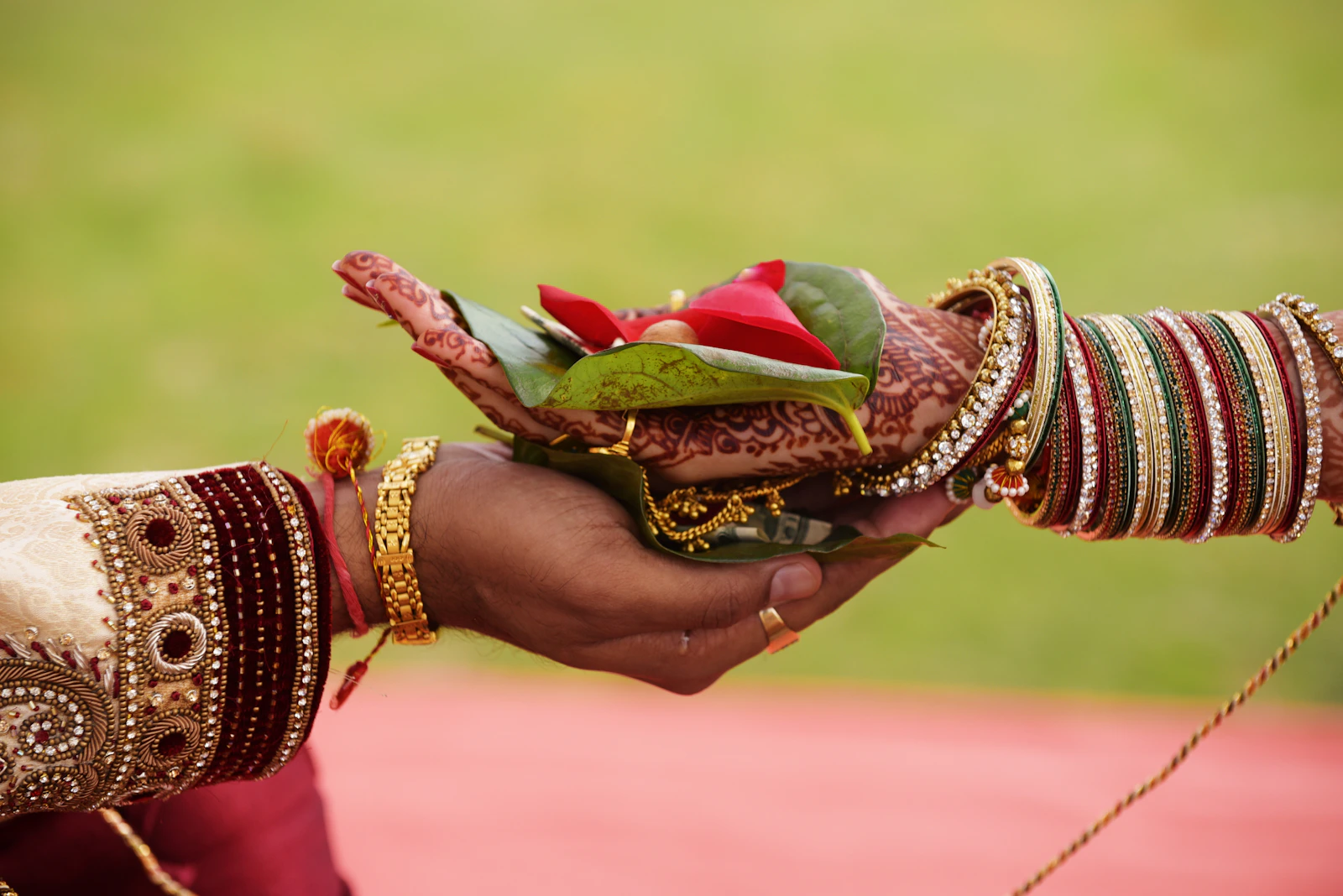 A Hindu wedding ceremony under way.