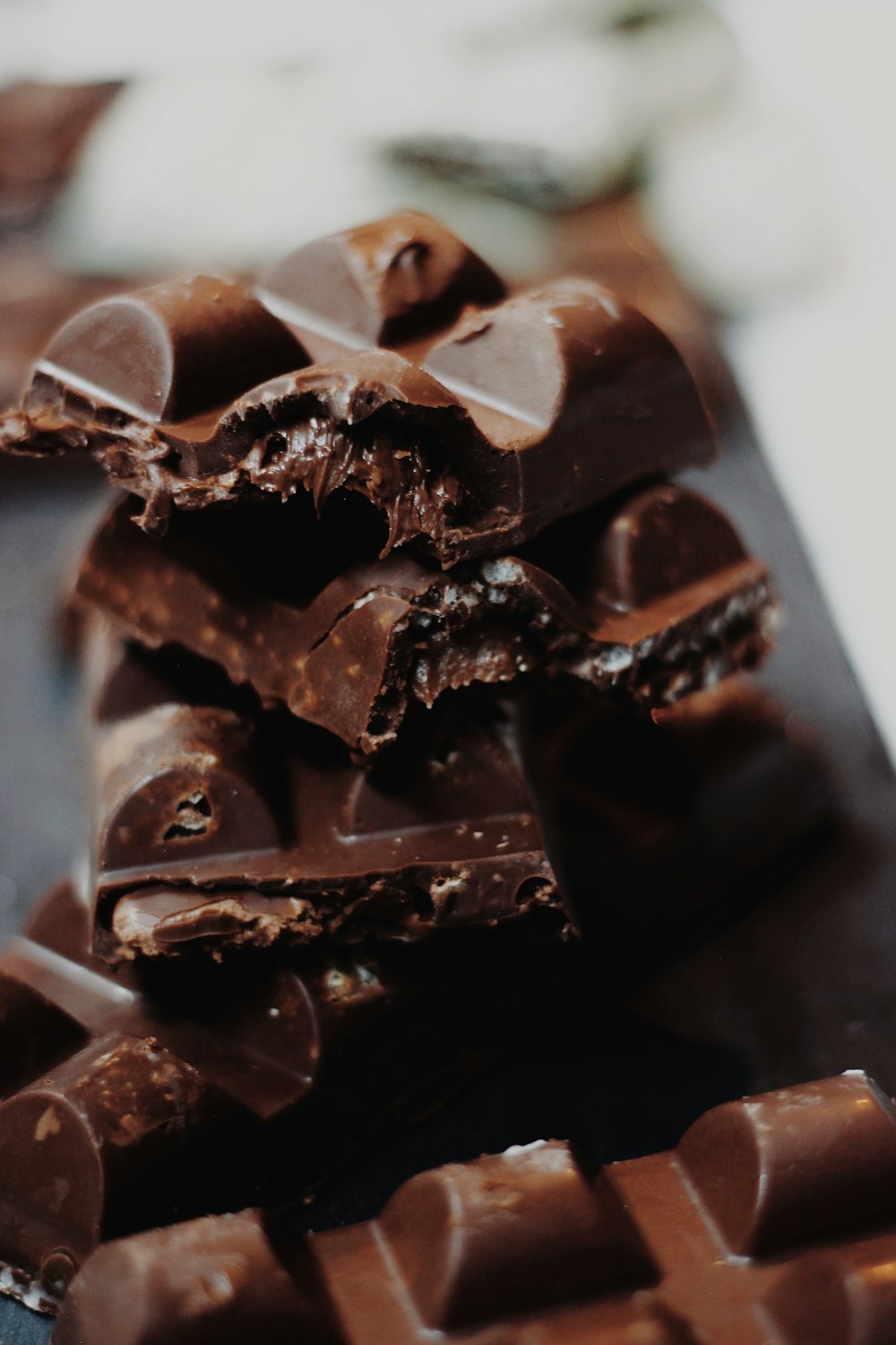 chocolate bar on white plate