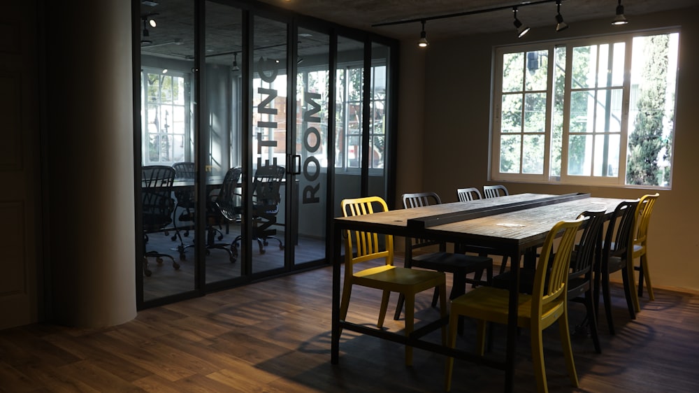 brown wooden table and chairs