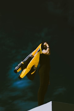Windbreaker jacket fluttering on a windy mountain ridge.