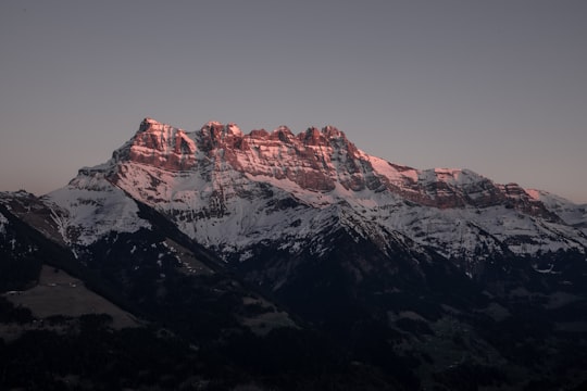 brown and white rocky mountain under gray sky in Pointe de Bellevue Switzerland