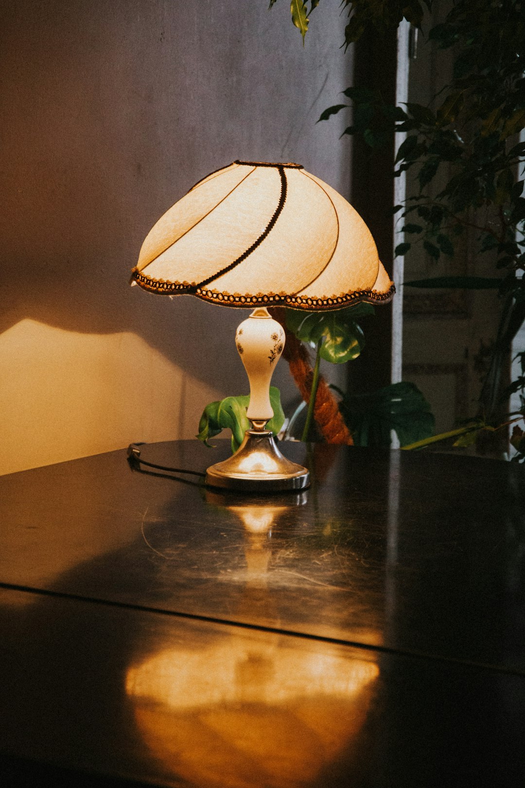 white and green table lamp