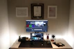 A home office setup with a laptop and organized workspace.
