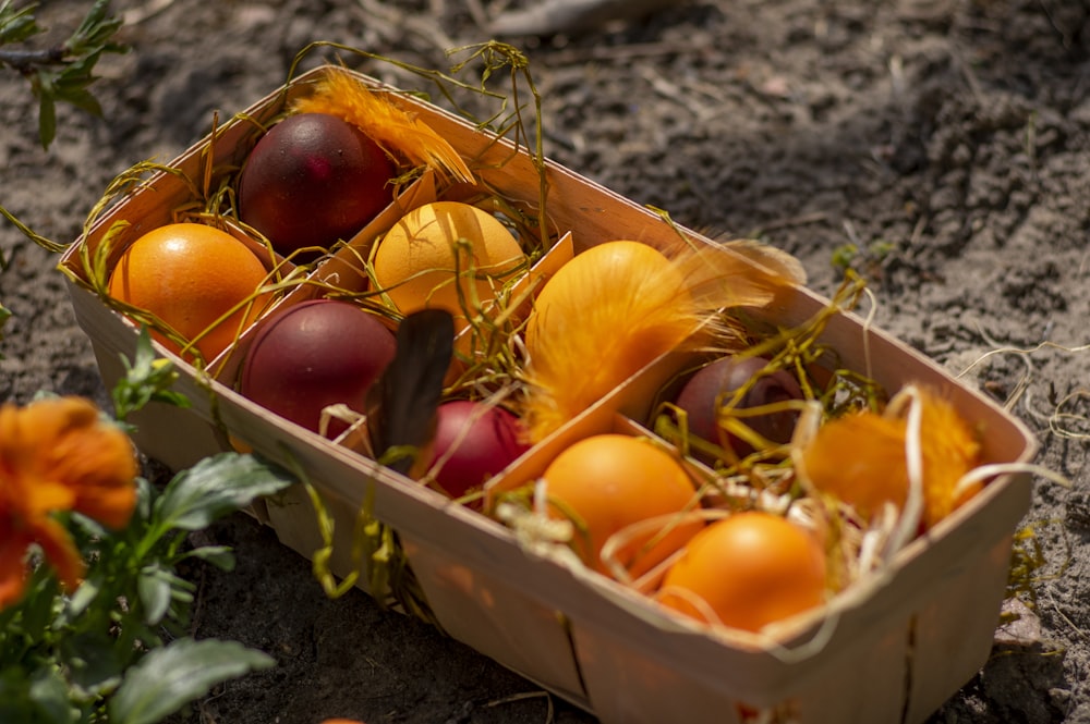 brown egg in brown wooden crate