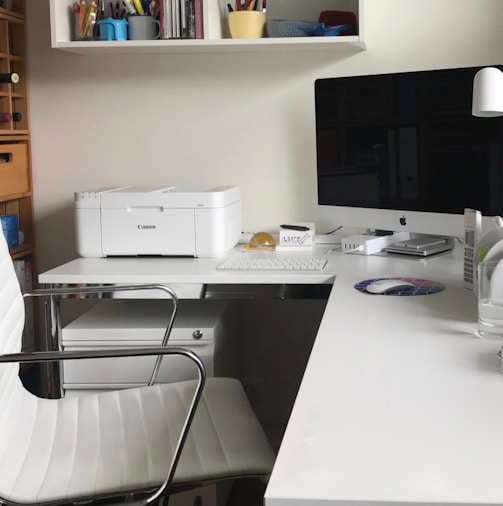 white printer on white table