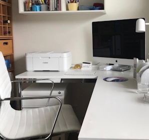 white printer on white table