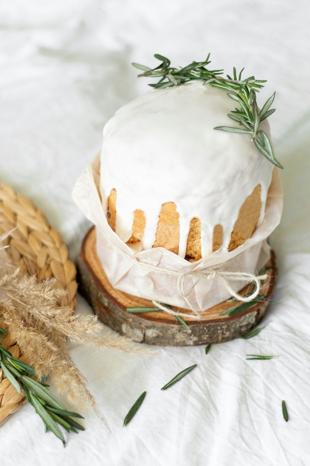 a cake sitting on top of a piece of bread