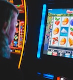 man playing slot machine game